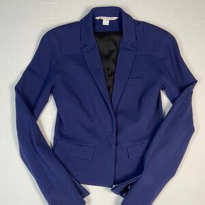 SALE - Diane Von Furstenberg Reiko Blazer | Size 2 | Blue Stretch Jersey Jacket